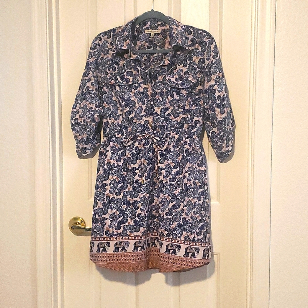 Speed Control blue paisley 3/4 sleeve dress